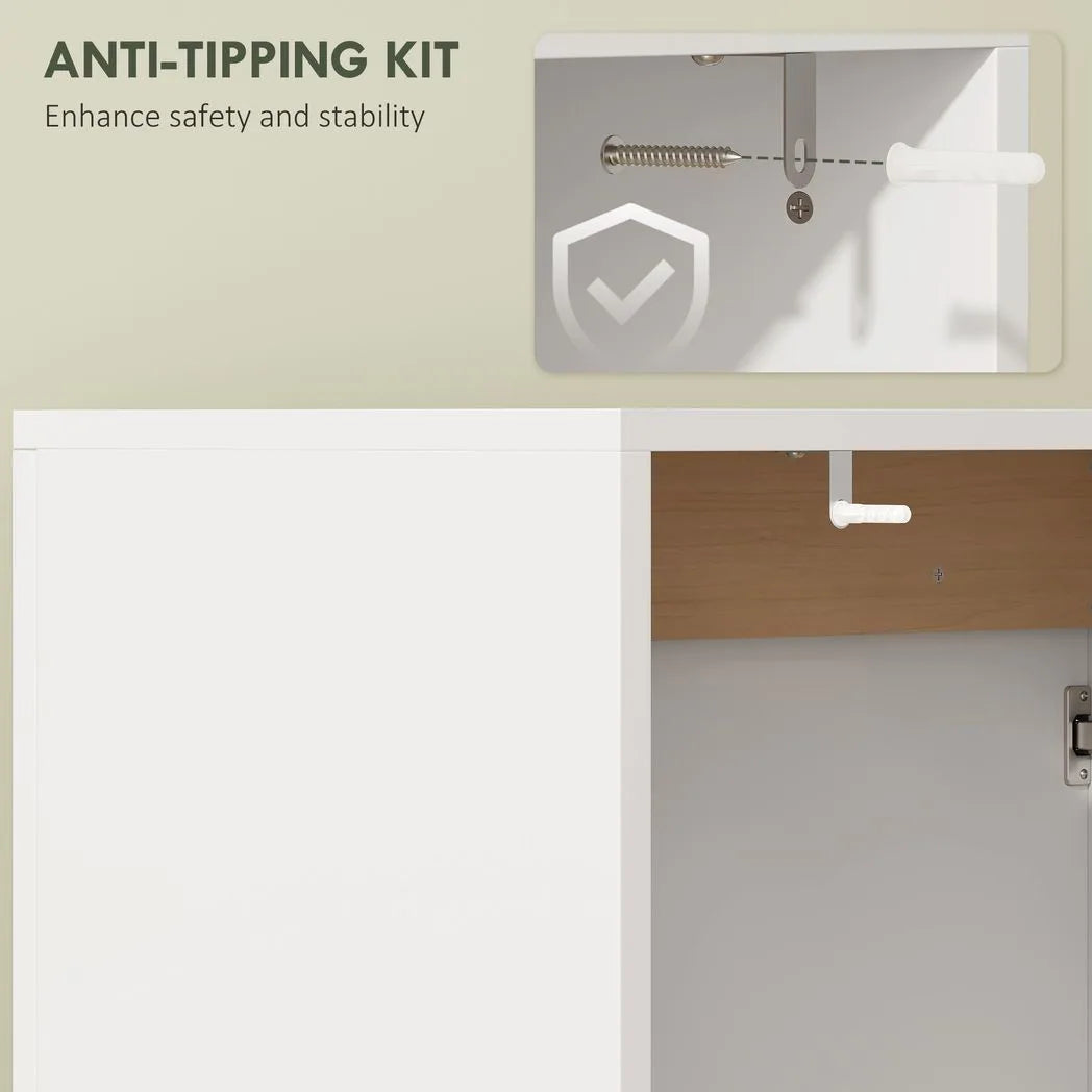 HOMCOM Under Sink Bathroom Cabinet with Soft-Close Doors – U-Shaped Cut-Out for Wall-Mounted Basins, White