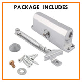 Heavy Duty Hydraulic Overhead Door Closer for 45–65 kg Doors, Adjustable Soft Close, Silver