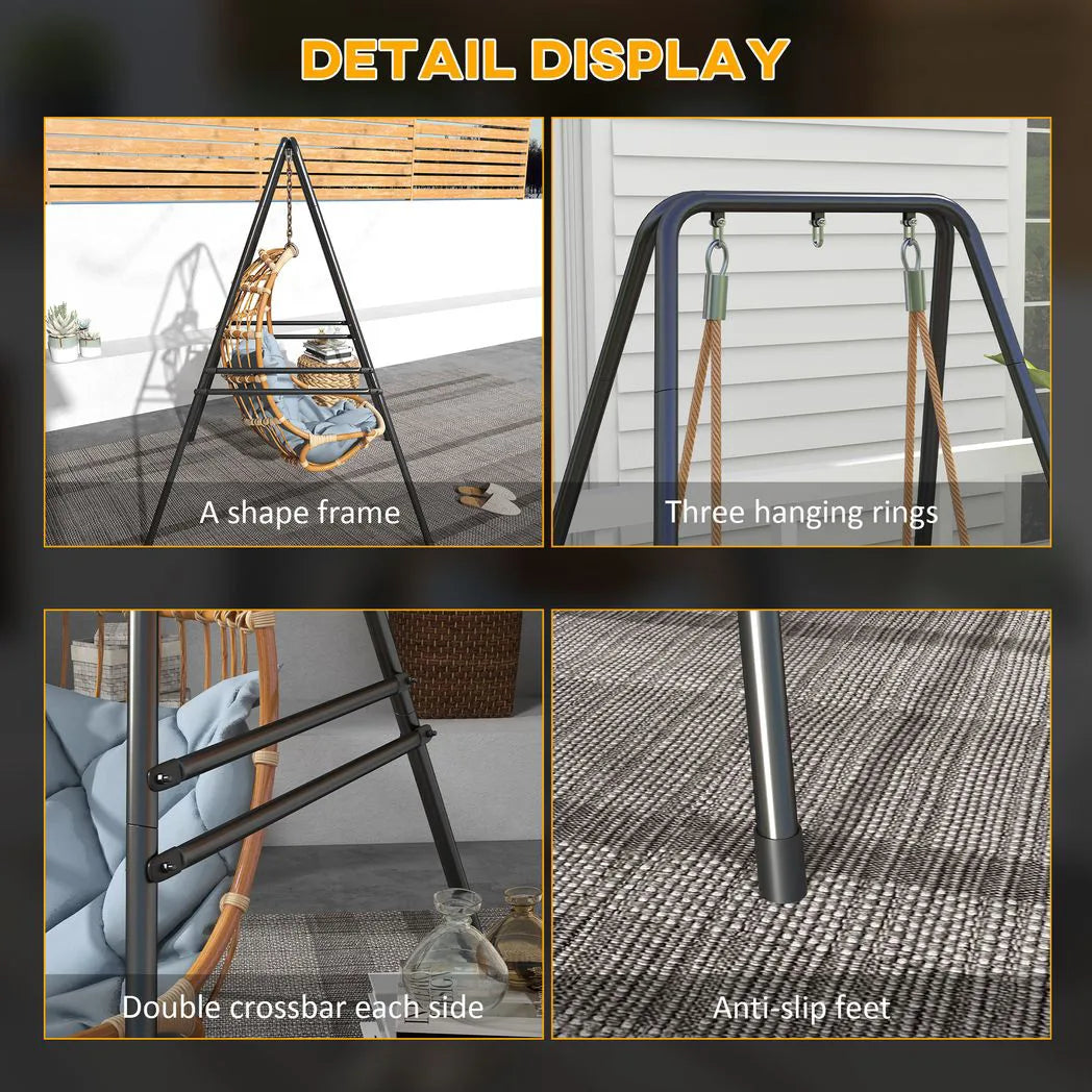 Outsunny Hammock Chair Stand with Heavy-Duty Metal Frame – Hanging Chair, Egg Chair & Porch Swing Stand, Black