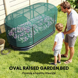 Outsunny Galvanised Raised Garden Bed Kit with Self-Watering System and Mesh Cover, 6 x 3ft – Dark Grey and Green