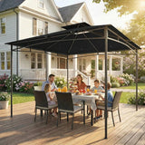 Outsunny 3 x 3 m Garden Gazebo with 2-Tier Roof, Waterproof UPF50 Fabric and Metal Frame – Patio Canopy, Black
