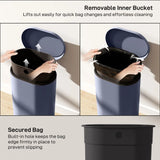 HOMCOM 30L Modern Curved Kitchen Bin with Soft-Close Stay-Open Lid and Removable Bucket – Pedal Bin, Grey