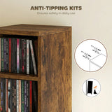 HOMCOM Set of 2 CD Media Storage Towers with Adjustable Shelves, Holds 204 CDs, Rustic Brown