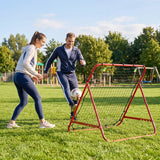 HOMCOM Adjustable Football Rebounder Net with Steel Frame – Kickback Training Target for Teens & Adults, Red