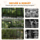 PawHut 30" Collapsible Car Dog Crate with Slanted Design, Tray & Handle, 76 x 48 x 53 cm – Small Dog Travel Cage
