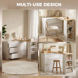 HOMCOM Vanity Dressing Table with 6 Drawers & 3-Tier Shelf – Flexible Straight or L-Shaped Layout Makeup Desk, White