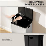 HOMCOM 56L Dual Compartment Pedal Bin with Deodoriser Holders & Soft-Close Lid – Stainless Steel