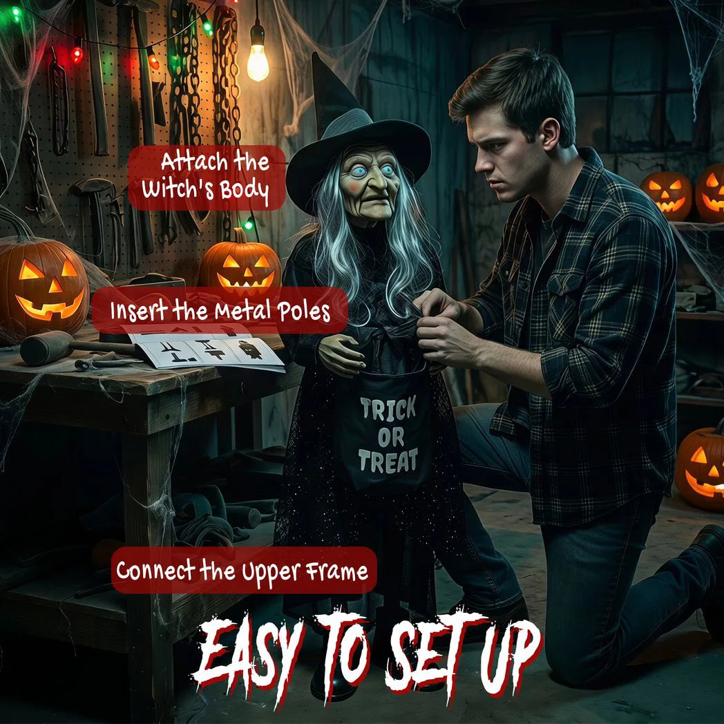 HOMCOM 94cm Animated Witch Halloween Decoration