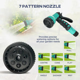 Outsunny 30m Retractable Wall-Mounted Hose Reel with Auto Rewind, Lock & 7-Pattern Nozzle – 180° Swivel, Green