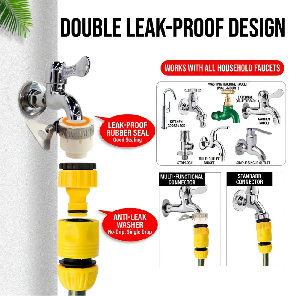 Reinforced Braided PVC Garden Hose Pipe, 20m – Flexible Watering Hose with Fittings, Grey and Yellow