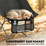 Outsunny Folding Moon Chair with Side Pocket & Carry Bag – Heavy Duty 120kg Camping Chair for Adults, Black