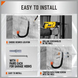 12x Garage Storage Utility Hooks Universal Heavy Duty J Utility Hanging Hangers