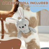 AIYAPLAY Baby Rocking Horse with Realistic Sounds & Bunny Toy – Plush Ride-On Animal Rocker for Ages 2-5, Brown