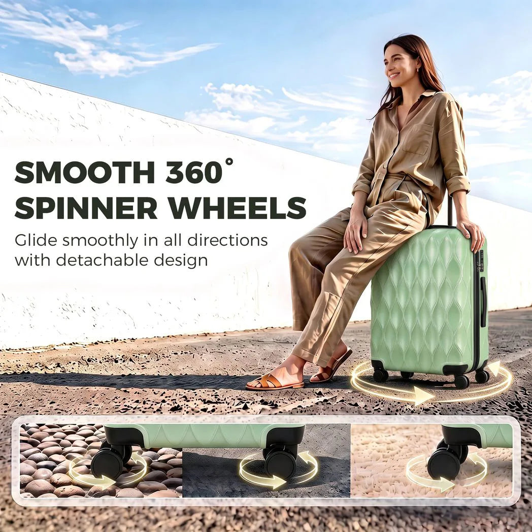 HOMCOM 24 Inch Hard Shell Suitcase with TSA Lock & Spinner Wheels – 64 L ABS Checked Luggage, Green