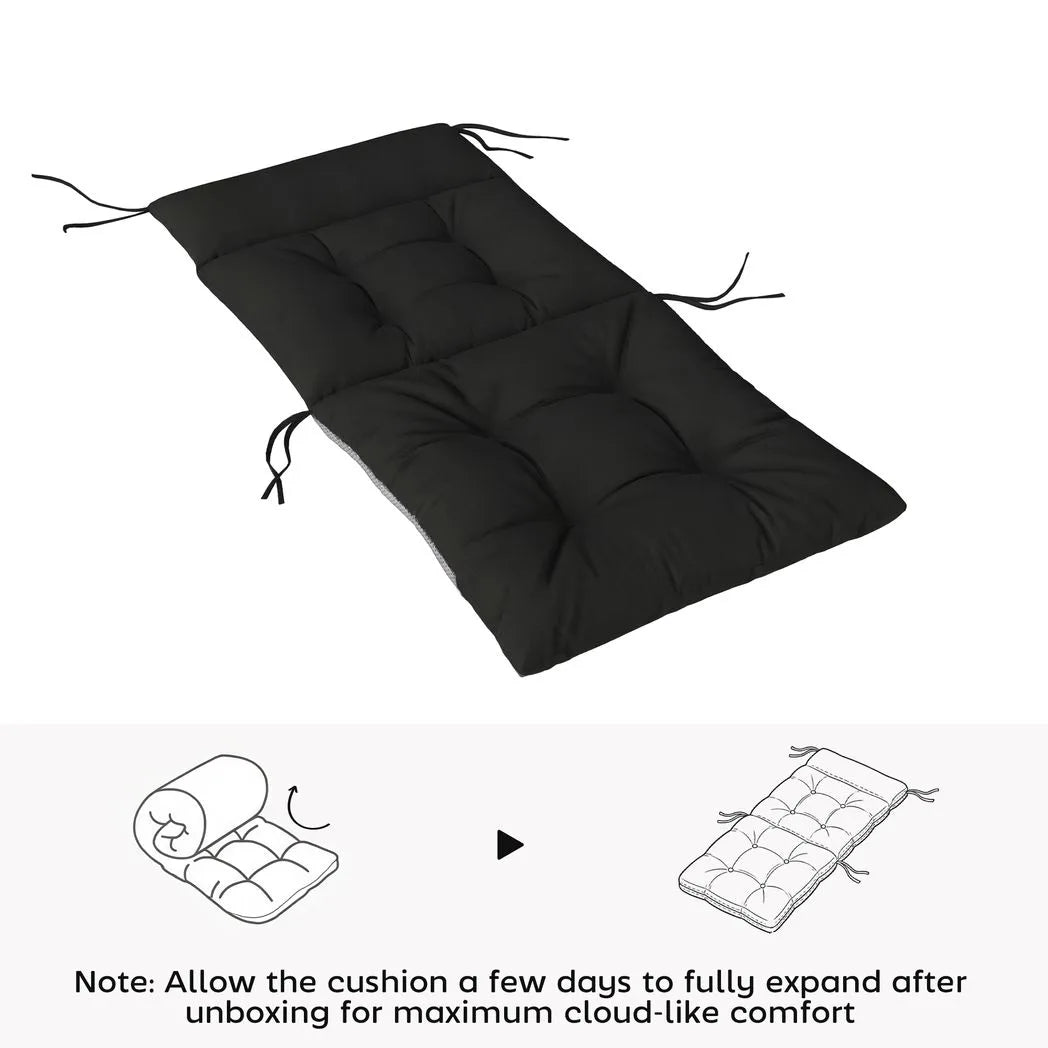 Outsunny Set of 4 Waterproof Non-Slip Patio Chair Cushions with Headrest, 112 x 53 cm, Black
