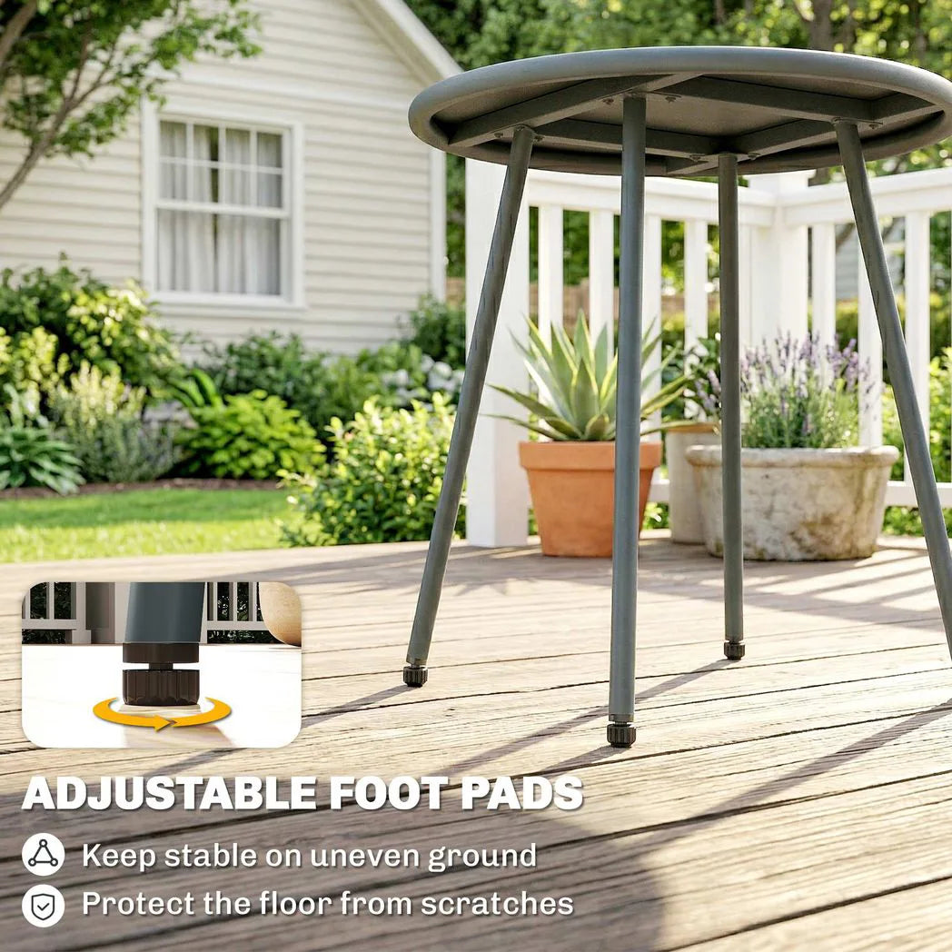 Outsunny 3 Piece Rattan Bistro Set with 2 Chairs and Round Coffee Table, Dark Grey