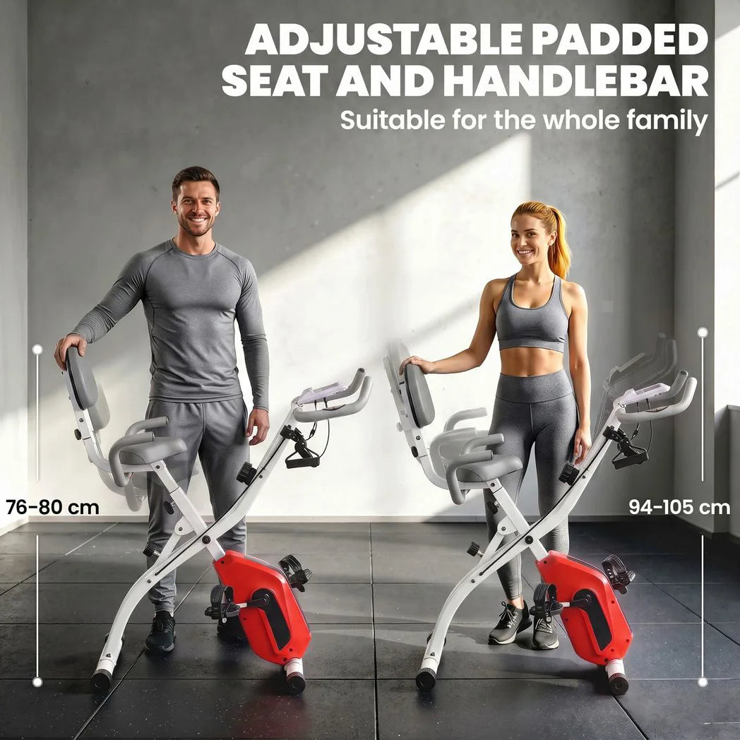 SPORTNOW 4-in-1 Folding Exercise Bike with Resistance Bands, Bluetooth & 8-Level Resistance – Home Cardio, Orange