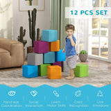 HOMCOM 12-Piece Soft Play Foam Blocks Set for Toddlers – Building and Stacking Toy for Climbing and Crawling, Grey
