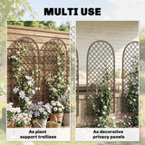 Outsunny Hand-Woven Wicker Garden Trellis Panel with Dome Top for Climbing Plants, 43 x 112 cm, Natural