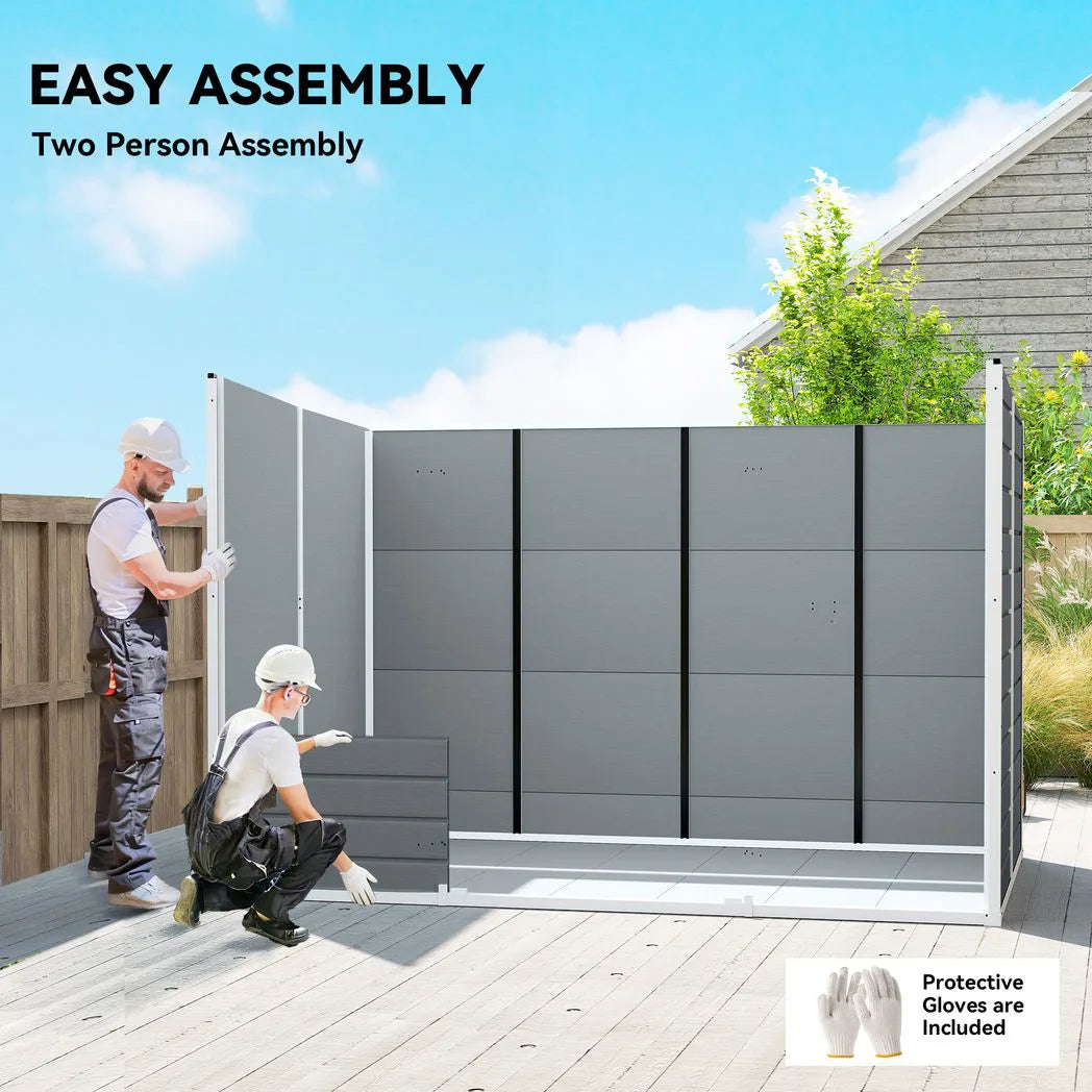 Outsunny 10 x 6ft Resin Garden Shed with Floor, Windows, Lockable Doors and Vents – Outdoor Storage, Grey