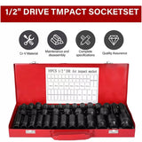 Heavy Duty 40 Piece 1/2 Inch Drive Deep Impact Socket Set, 8–32mm Metric – Chrome Molybdenum Steel Sockets