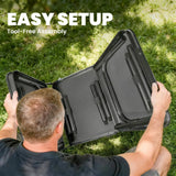 Outsunny 3ft Folding Camping Table with Mesh Storage Layer and Carry Bag – Tri-Fold Aluminium Picnic Table, Black