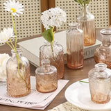 Glass Bud Vase Set of 12 Small Glass Vases Glass Bud Vases in Bulk Centerpieces-Amber