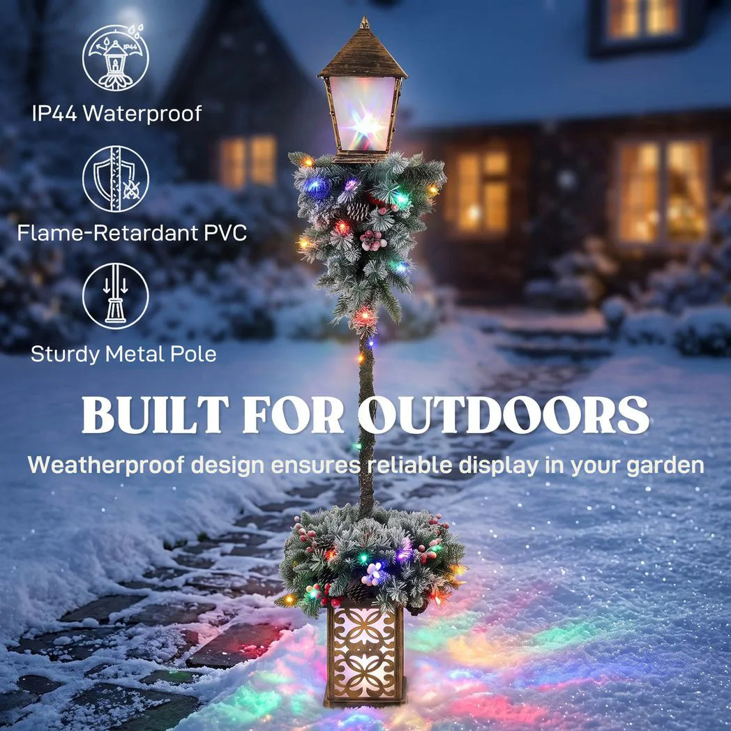 Outsunny 5ft Lighted Christmas Street Lamp with Snow Tips