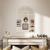 HOMCOM 90 X 61cm Arched Grid Mirror – White