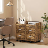 HOMCOM 3 Drawer Rolling Filing Cabinet for A4 and Letter Hanging Files – Under-Desk Storage, Rustic Brown