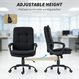 HOMCOM Linen-Look Office Chair with Double-Padded Seat & Back, Height Adjustable Swivel Desk Chair – Black