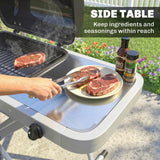 Outsunny Foldable Portable Gas BBQ Grill – 2.5kW with Lid Thermometer, Side Table, Grease Box and Wheels, Black