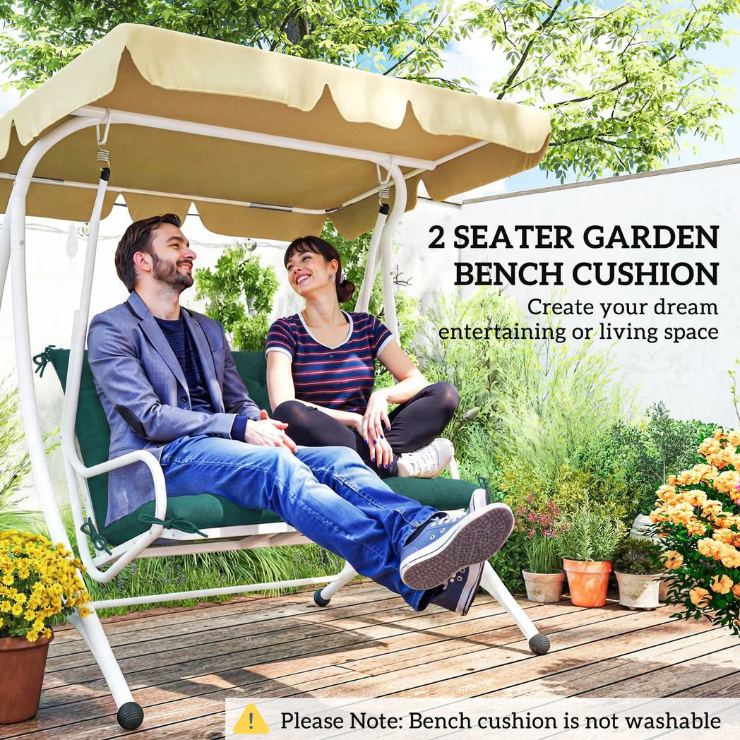 Outsunny 2 Seater Garden Bench Cushion with Backrest and Ties, Indoor and Outdoor, 98 x 100 cm, Green