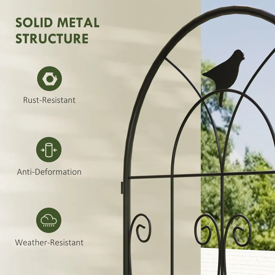 Outsunny Set of 2 Metal Garden Trellis Panels with Bird Motifs, 180 x 50cm – Climbing Plant Support and Privacy Screen
