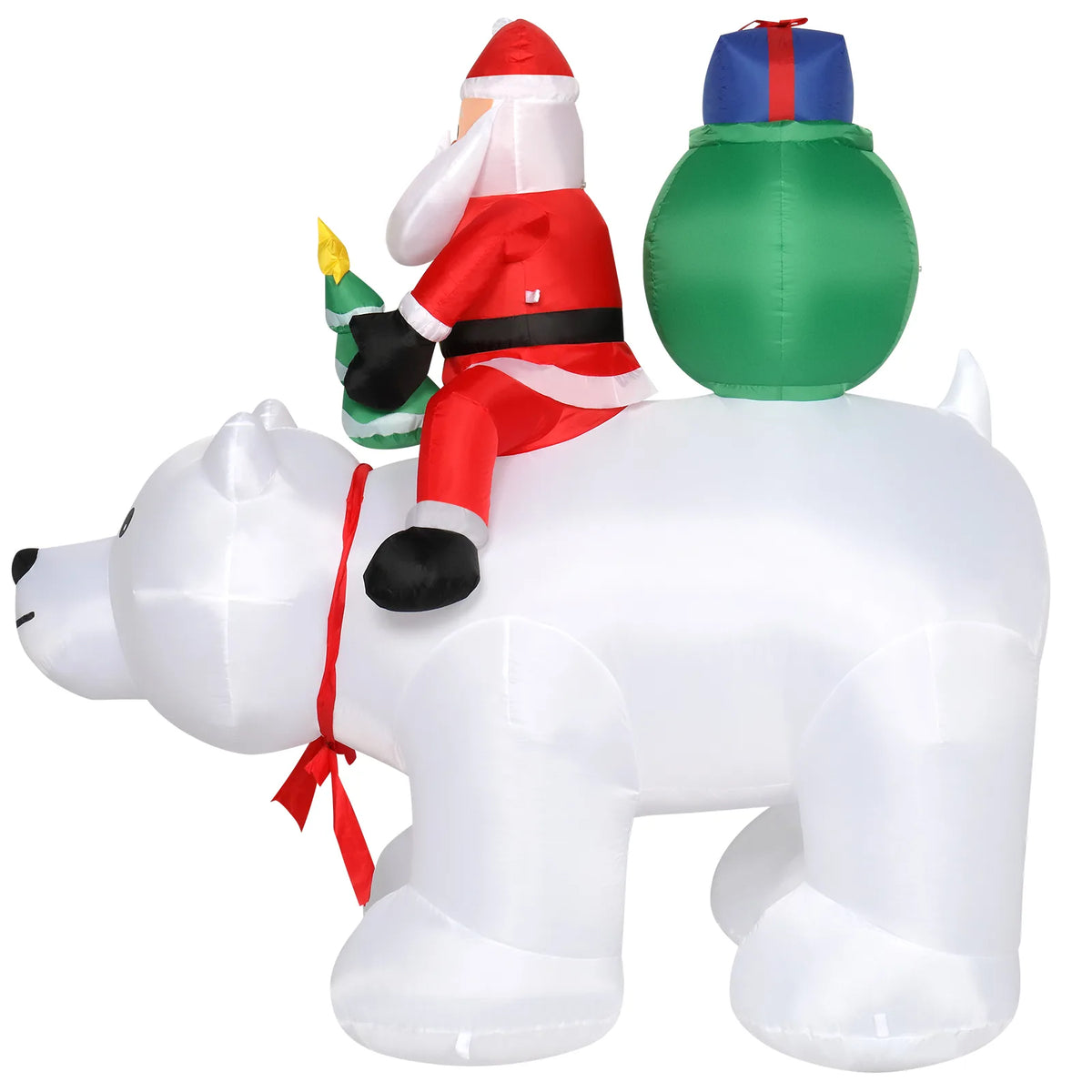 Garden Santa Claus Riding Polar Bear Decoration with 7 LED Lights, 6ft – Outdoor Christmas Display