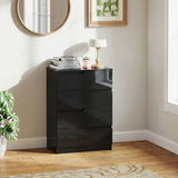 HOMCOM Four-Drawer Chest of Drawers with High Gloss Fronts and Hidden Handles – Bedroom Storage Dresser, Black