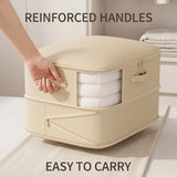 4 Zippered Foldable Clothes Storage Bags with Clear Window & Reinforced Handles – Large Bedding Storage, Beige