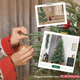 HOMCOM 7ft Full Spruce Artificial Christmas Tree with 2942 Realistic Dense Tips, Foldable Metal Stand – Easy Assembly, Green