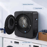 HOMCOM 4kg Front Load Tumble Dryer with 400W/800W Heat Settings – Compact Wall-Mount Laundry Dryer, Black