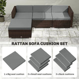 Outsunny 7-Piece Outdoor Cushion Set with Removable Covers – Reversible Rattan Furniture Cushions, Dark Grey
