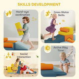 AIYAPLAY 9-Piece Kids Soft Play Foam Blocks Set with Detachable Cover for Climbing & Crawling
