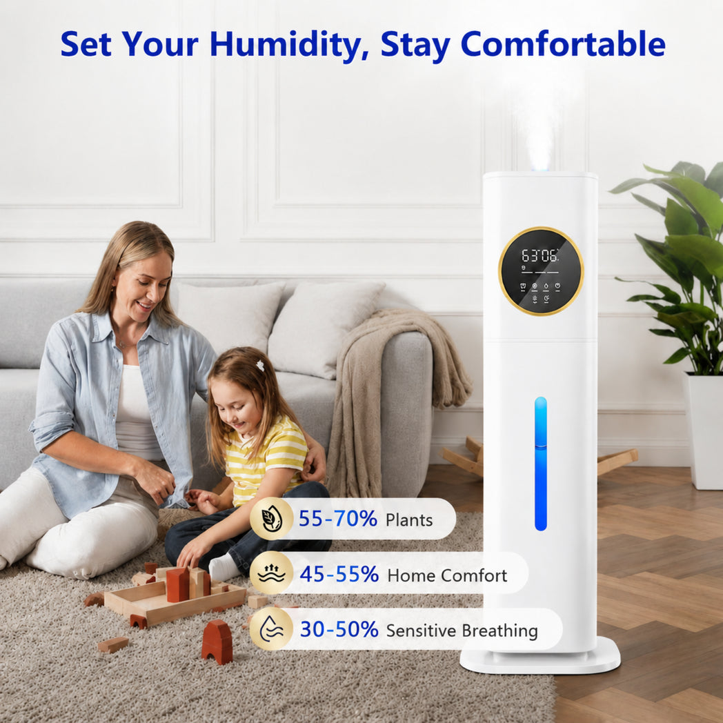 8L Large Humidifier - 40H Runtime for Large Room（White）