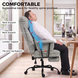 HOMCOM Heavy Duty Office Chair, 180kg Capacity, Linen-Look with Lumbar Support, Spring Cushion, Footrest, Grey