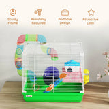 PawHut 2 Tier Hamster Cage with Handle, Exercise Wheel and Tunnel – Small Pet Home for Dwarf Hamsters