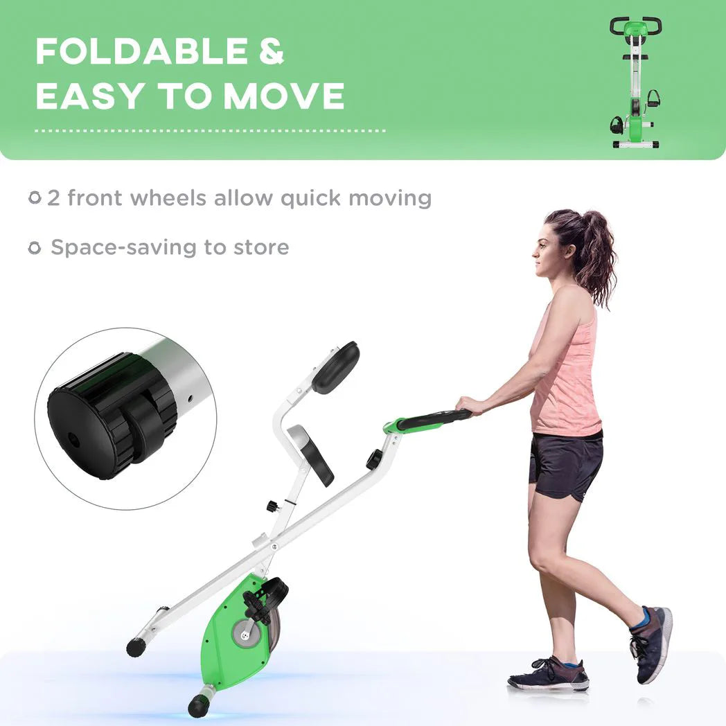 HOMCOM Folding Exercise Bike with 8-Level Magnetic Resistance, LCD Monitor & Pulse Sensor – Home Cardio, Green