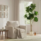 HOMCOM 180cm Artificial Fiddle Leaf Fig Tree with 98 Leaves and White Pot – Lifelike Faux Plant, Green