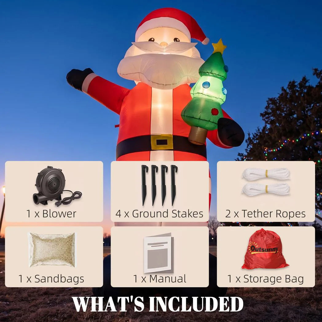 Outsunny 8ft Inflatable Santa with LED Lights