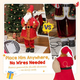 HOMCOM 4ft Singing Animated Santa Claus Figure with Waving Head – Sound Activated Christmas Decoration, Red