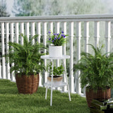 Outsunny Two-Tier Metal Garden Table with Tray-Style Tops – Compact Bistro and Balcony Side Table, White