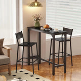 HOMCOM Rectangular Bar Table with Marble-Effect Top – Pub Breakfast Table for Small Spaces, Black
